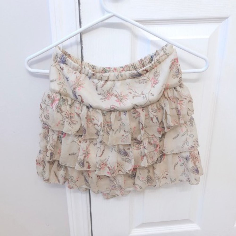 LIKE NEW Ruffle Skirt Mini Skirt Floral Chiffon (Medium)